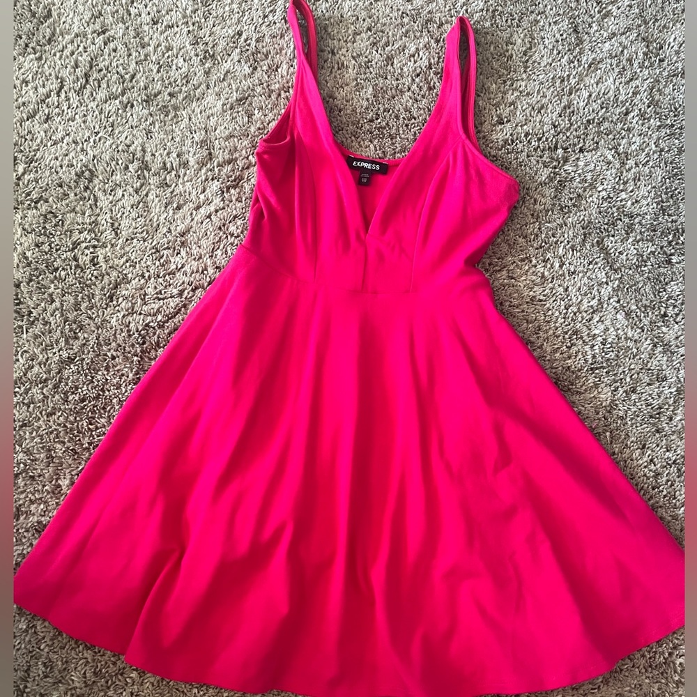 Express Hot Pink Fit-and-Flare Mini Dress